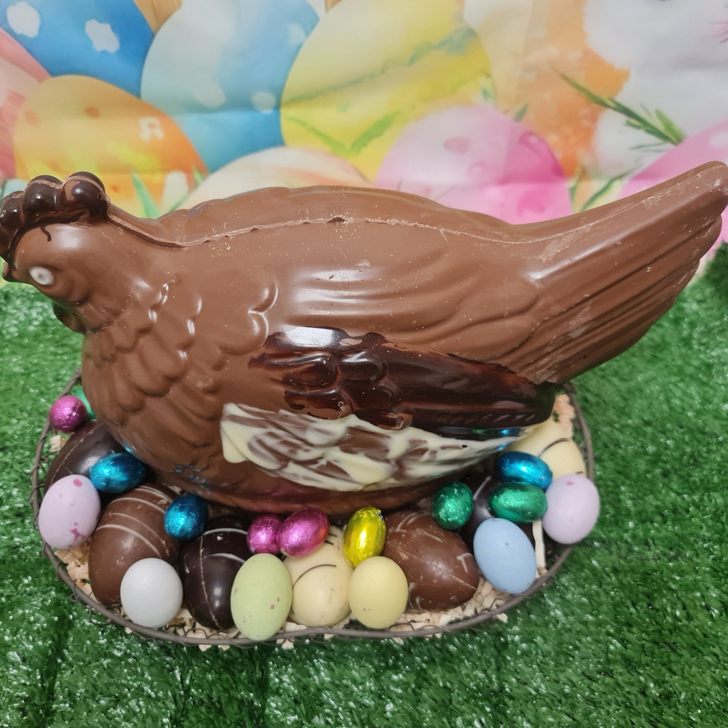 Giant Chocolate Hen and 50 easter eggs 3.4kg.Henny the Easter Hen, - cakery wonderland eventscakery wonderland eventscakery wonderland eventsCakes & Dessert BarsHENNY THE EASTER EGG