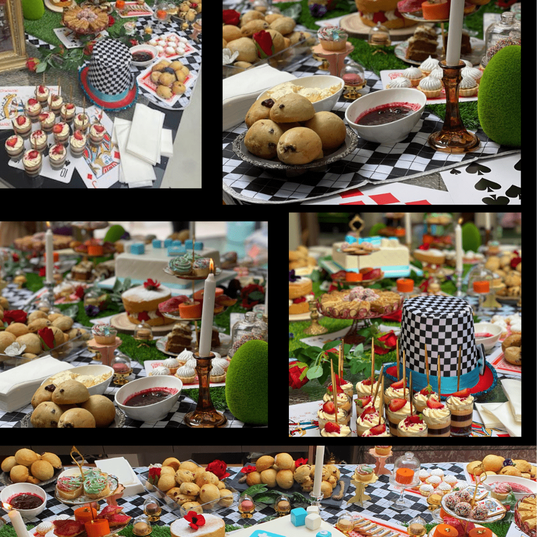 immersive Alice in Wonderland Afternoon Tea Experience - cakery wonderland eventscakery wonderlandcakery wonderlandafternoon teaalicedesserttable26