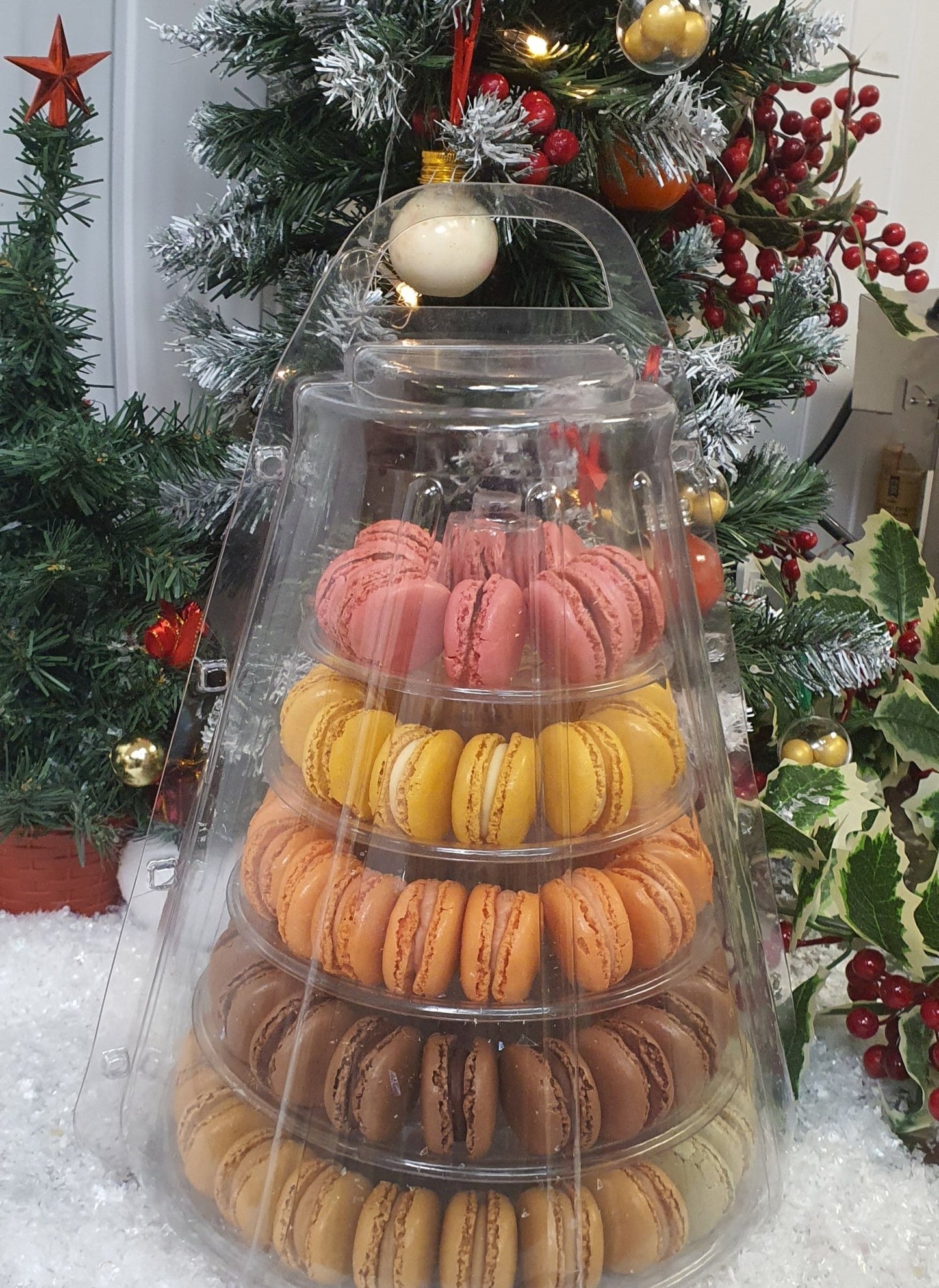 Christmas Macaron Tower and Carry Case - cakery wonderland eventscakery wonderland eventscakery wonderland eventsmacaron tower72xmastower