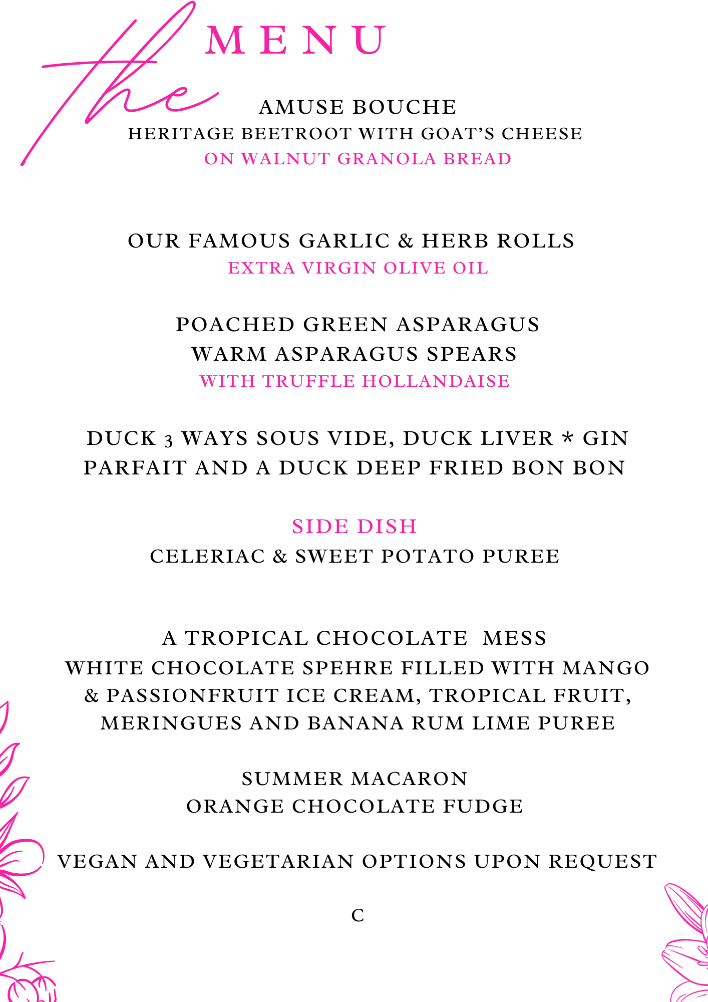 Private Chef - fine dining in your home Chefs Choice Menu - cakery wonderland eventscakery wonderlandcakery wonderlandPRIVATE DININGchefchoicemenu