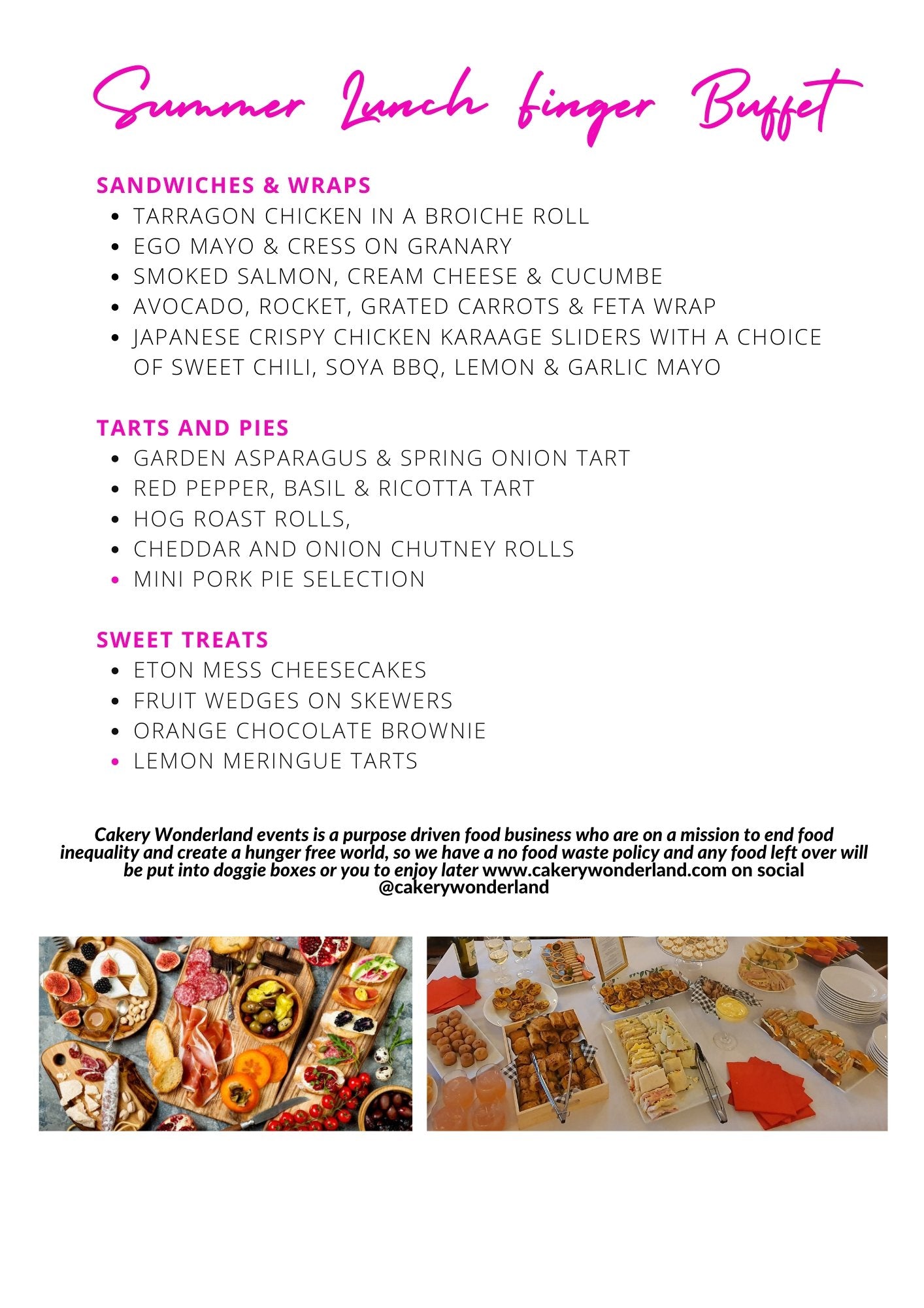 Summer Lunch finger Buffet Menu - cakery wonderland eventscakery wonderland eventscakery wonderland eventsbuffetsummerfinerlunch