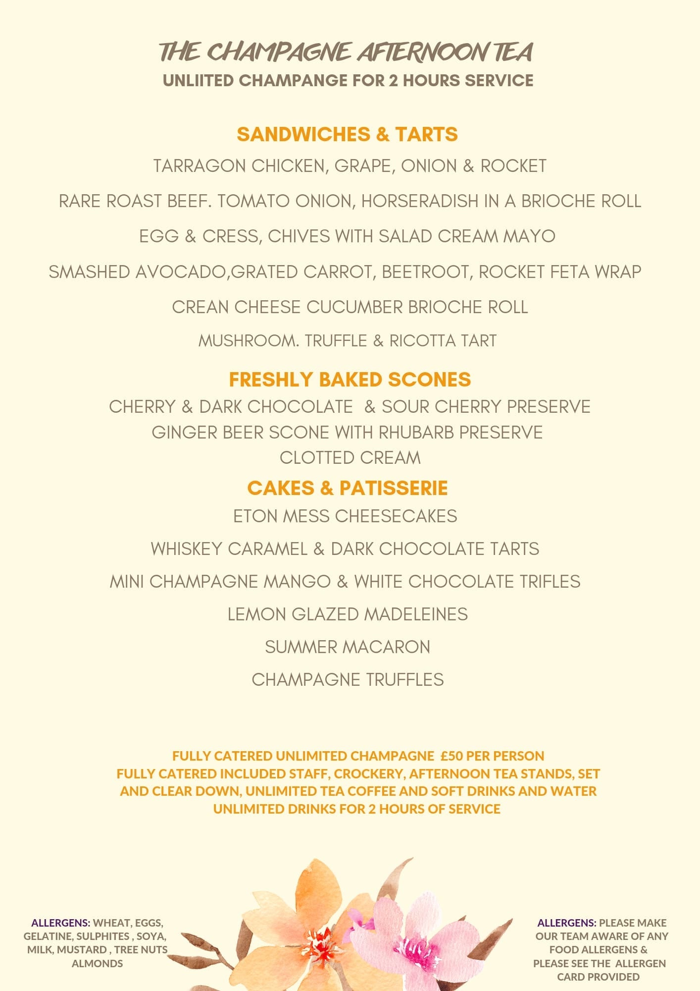 The Champagne Afternoon Tea - cakery wonderland eventscakery wonderlandcakery wonderlandfood hamperchampagneafternoontea