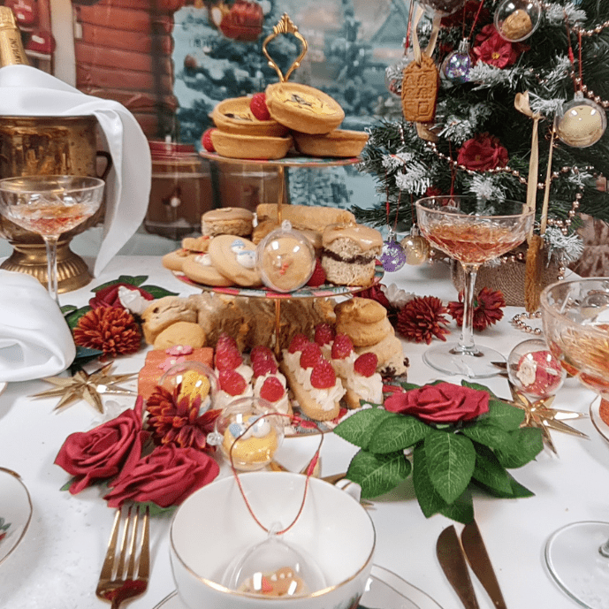 Deluxe Christmas Afternoon Tea Delivered: The Ultimate Festive Gift - cakery wonderland eventscakery wonderland eventscakery wonderland eventsafternoon teacakeryxmasteahandbag