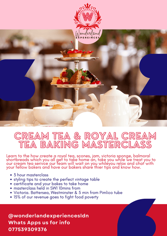 London Cream Tea Experience and Royal Cream Tea Baking Masterclass - cakery wonderland eventsWonderland ExperiencesWonderland Experiencesbaking Masterclasscreamteamasterclass