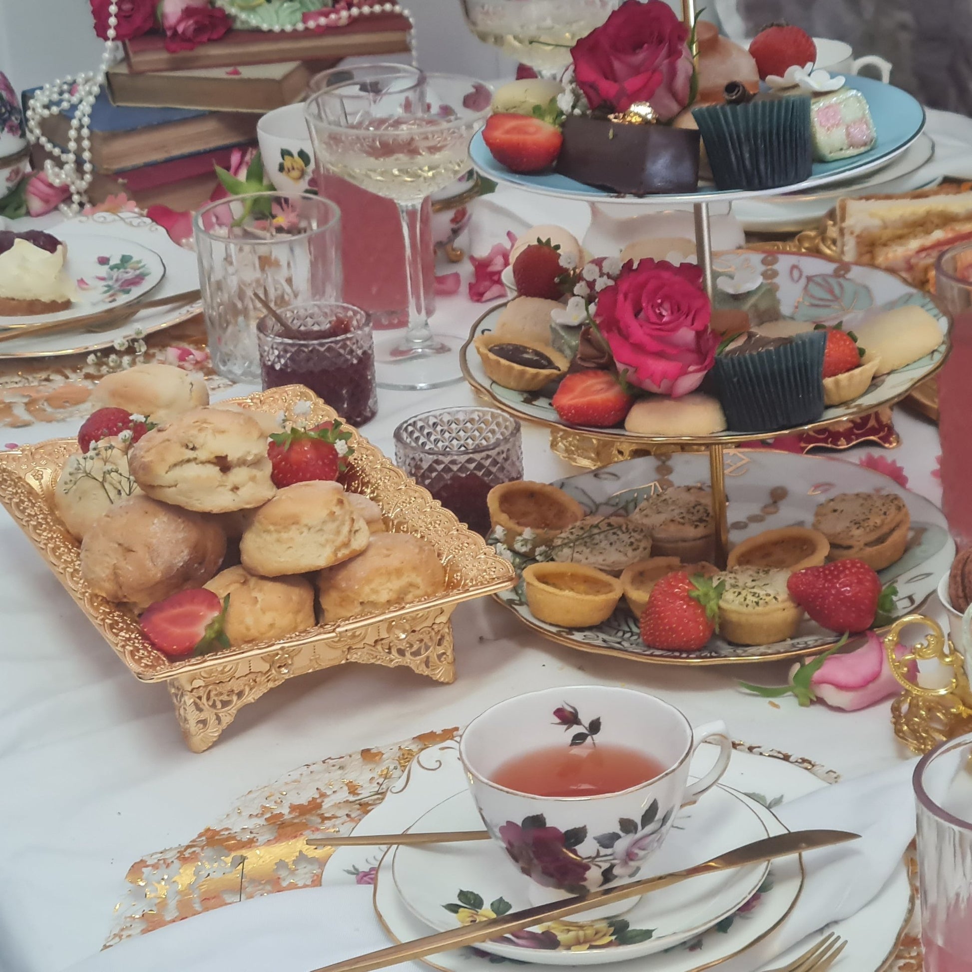 Luxury Vintage Champagne Afternoon Tea At Home Experience - cakery wonderland eventscakery wonderlandcakery wonderlandFood experiencechampagneafternoonteaathome