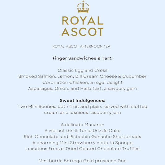Royal Ascot Ladies Day - Prosecco Afternoon Tea Handbag 19th June - cakery wonderland eventscakery wonderlandcakery wonderlandfood hamperascotSINGLEAFTChampers