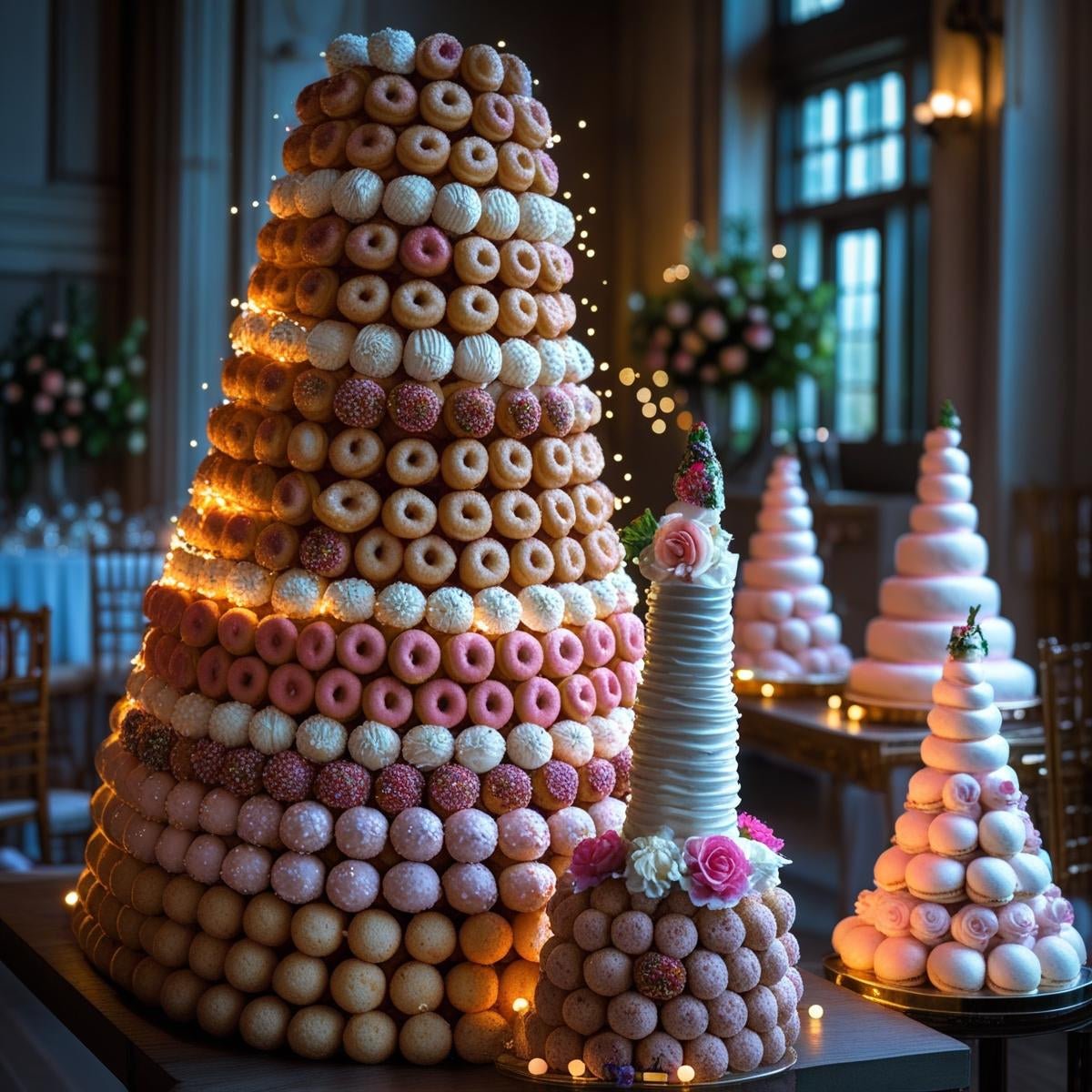 Showstopping Wedding Donut Tower - Cakery wonderland 2.2m tall - cakery wonderland eventscakery wonderland eventscakery wonderland eventsdonut wall