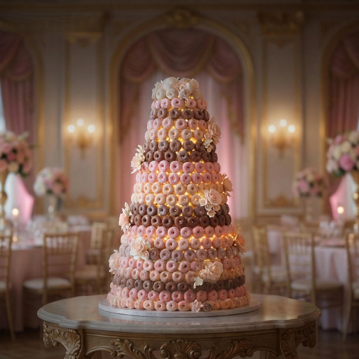 Showstopping Wedding Donut Tower - Cakery wonderland 2.2m tall - cakery wonderland eventscakery wonderland eventscakery wonderland eventsdonut walldount tower 100cm