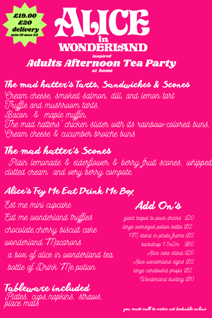 Afternoon Tea Boxes - Alice in Wonderland Tea Party- UK Delivered - cakery wonderland eventscakery wonderland eventscakery wonderland eventsCakesaliceadultafternoontea