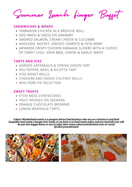 Summer Lunch finger Buffet Menu - cakery wonderland eventscakery wonderland eventscakery wonderland eventsbuffetsummerfinerlunch