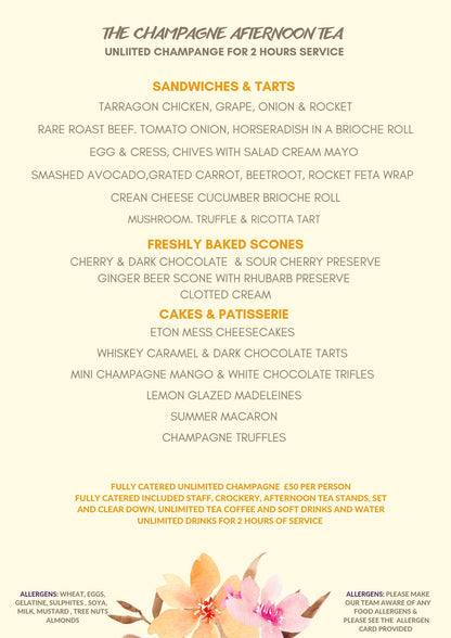 The Champagne Afternoon Tea - cakery wonderland eventscakery wonderlandcakery wonderlandfood hamperchampagneafternoontea